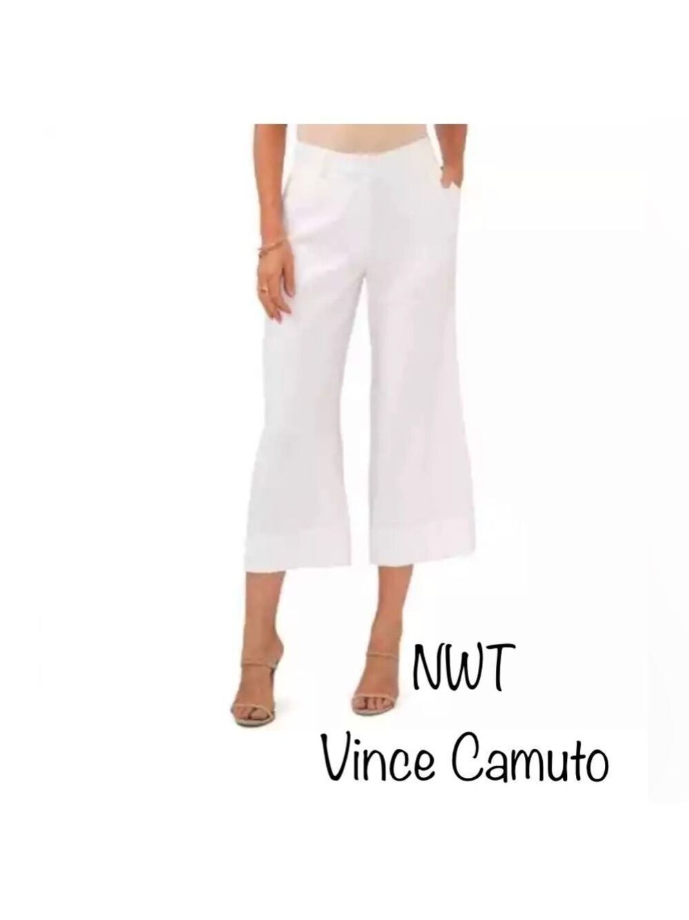 🔥NWT🔥 Vince Camuto
French Fly Twill Wide Leg Pants in Ivory W10